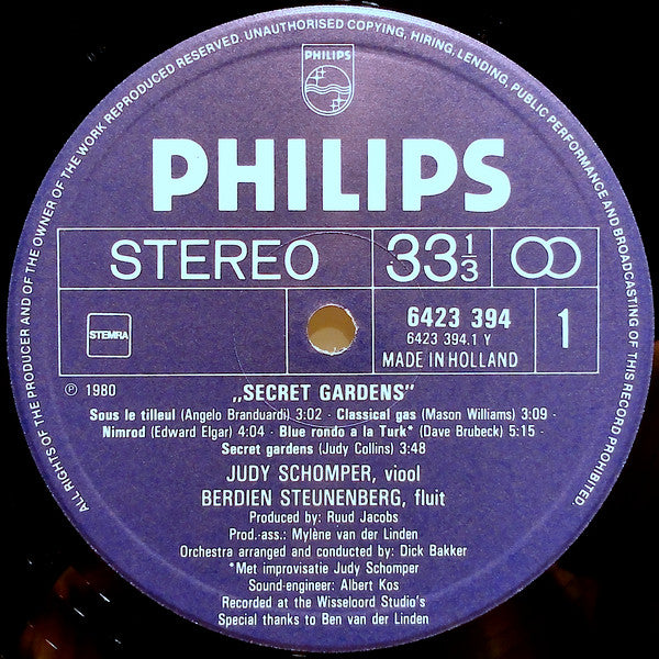 Judy Schomper, Berdien Steunenberg : Secret Gardens (LP, Album)