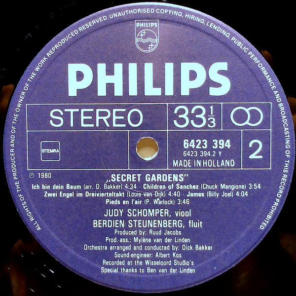 Judy Schomper, Berdien Stenberg : Secret Gardens (LP, Album)