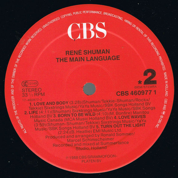 René Shuman : The Main Language (LP, Album)