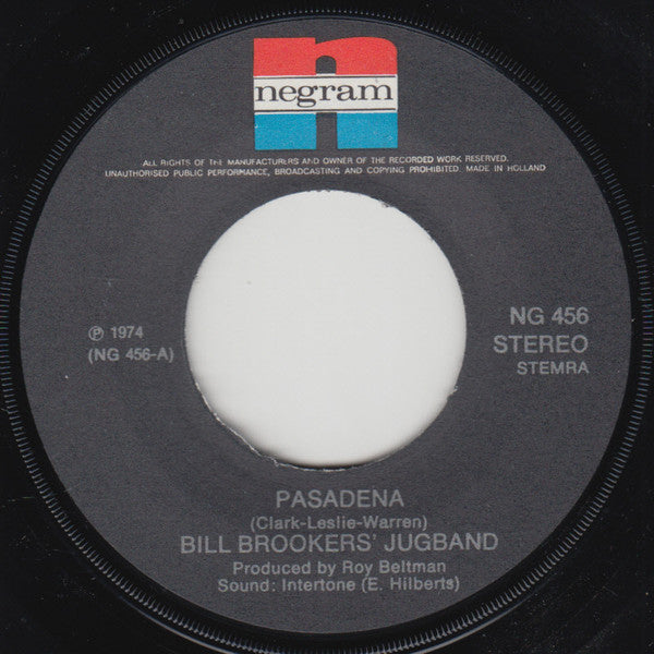 Bill Brookers Jugband : Pasadena (7", Single)