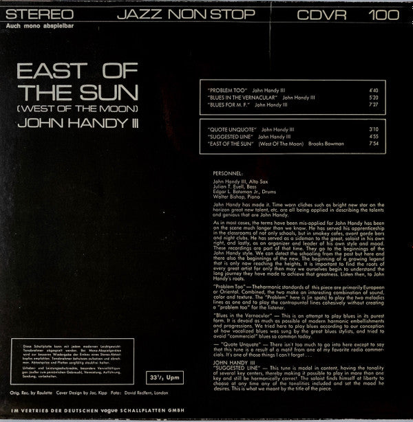John Handy : East Of The Sun (West Of The Moon) (LP, Comp)