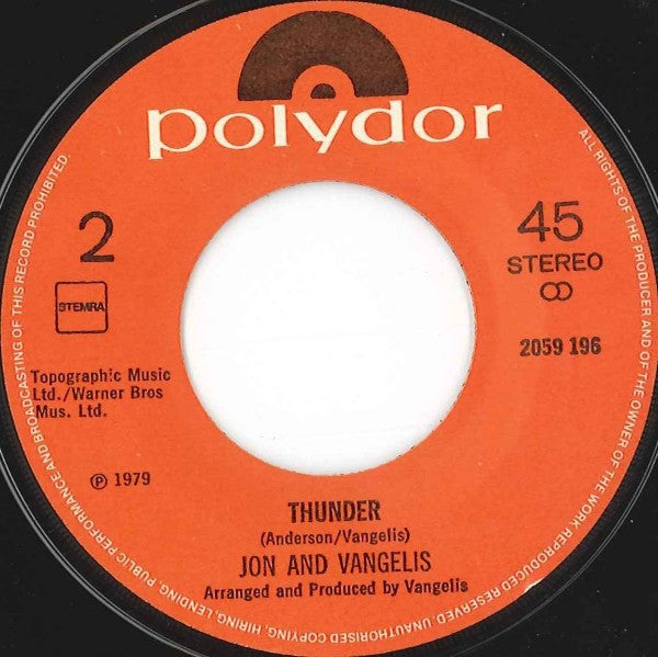 Jon & Vangelis : I Hear You Now (7", Single)