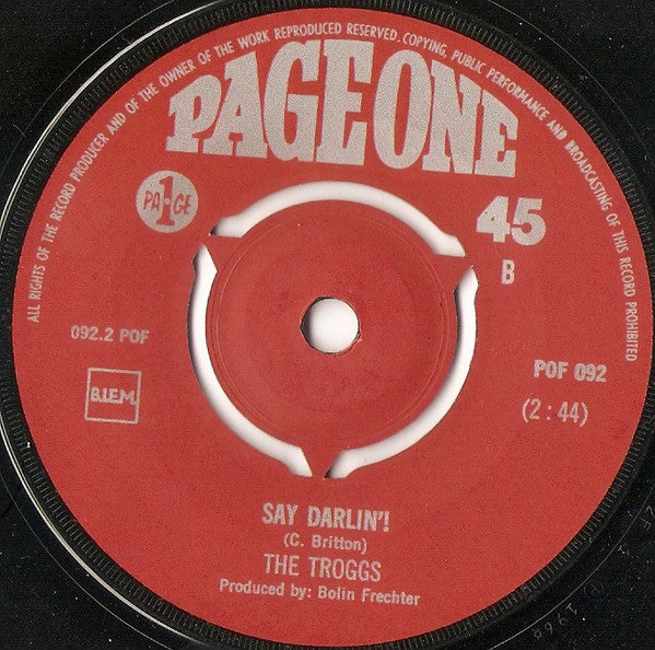 The Troggs : Hip Hip Hooray (7", Single)