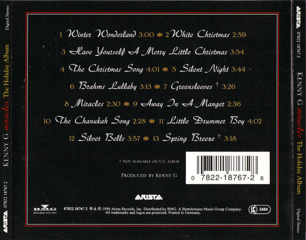 Kenny G (2) : Miracles - The Holiday Album (CD, Album)