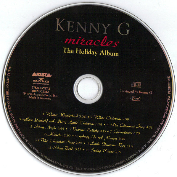 Kenny G (2) : Miracles - The Holiday Album (CD, Album)