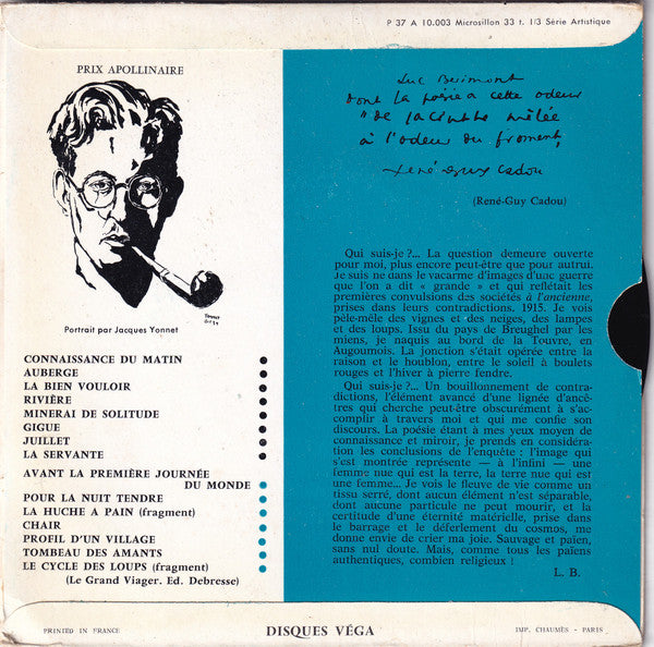 Robert Hossein : Dit Les Poèmes De Luc Bérimont (7")
