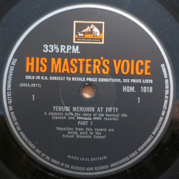 Yehudi Menuhin : Yehudi Menuhin At Fifty (LP, Comp, Mono, Gat)