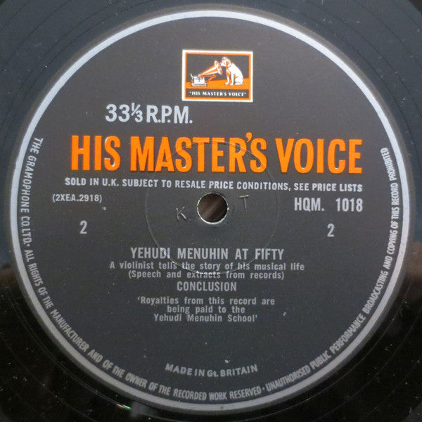 Yehudi Menuhin : Yehudi Menuhin At Fifty (LP, Comp, Mono, Gat)