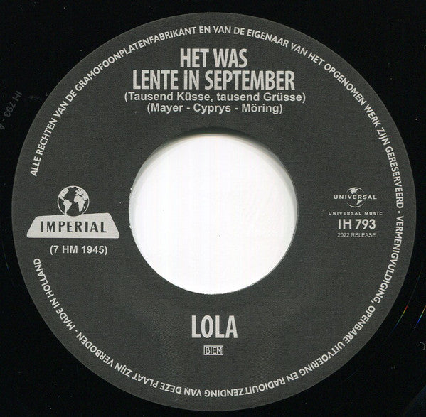 Lola (39) : Het Was Lente In September (7", RE)