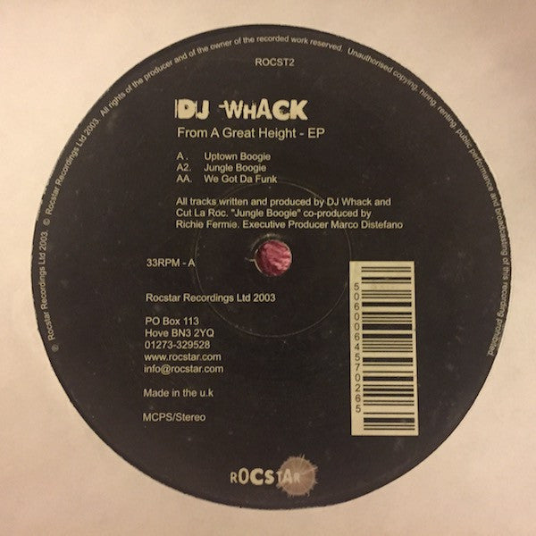 DJ Whack : From A Great Height EP (12")