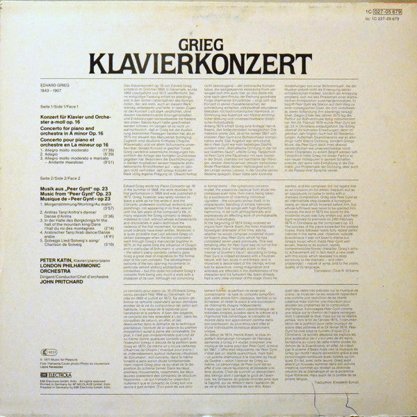 Grieg* - Peter Katin, London Philharmonic Orchestra, John Pritchard : Klavierkonzert / Peer Gynt (LP)