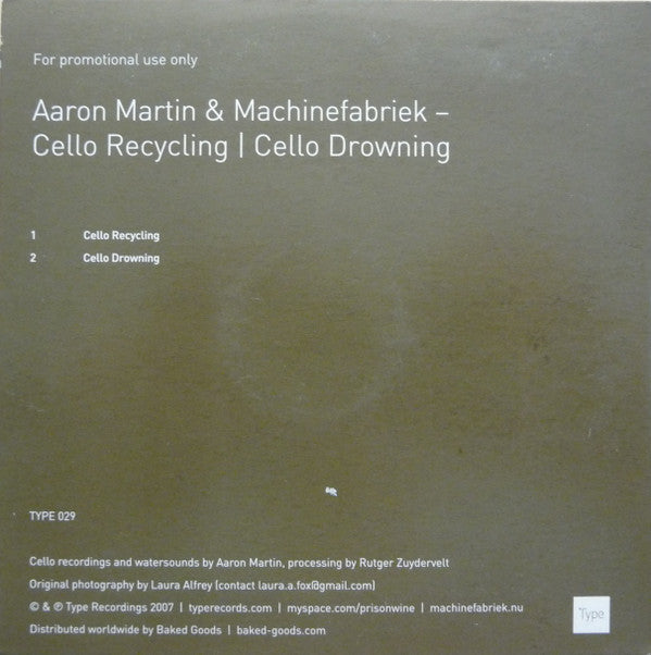 Aaron Martin (2) & Machinefabriek : Cello Recycling | Cello Drowning (CD, MiniAlbum, Promo)