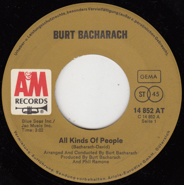 Burt Bacharach : All Kinds Of People (7", Single)