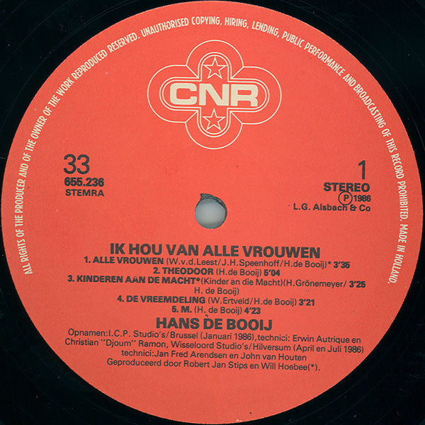 Hans de Booij* : Ik Hou Van Alle Vrouwen (LP, Album)