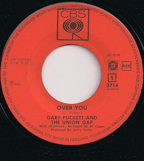 Gary Puckett & The Union Gap : Over You (7", Single)