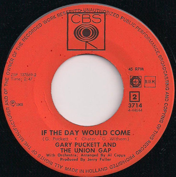 Gary Puckett & The Union Gap : Over You (7", Single)