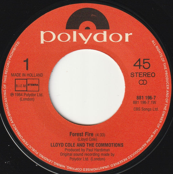 Lloyd Cole And The Commotions* : Forest Fire (7", Single)