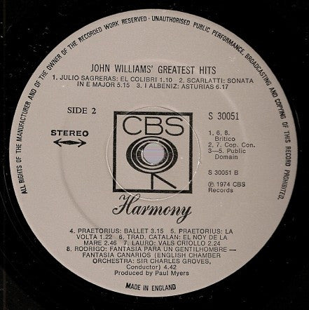 John Williams (7) : John Williams Greatest Hits (LP, Comp)