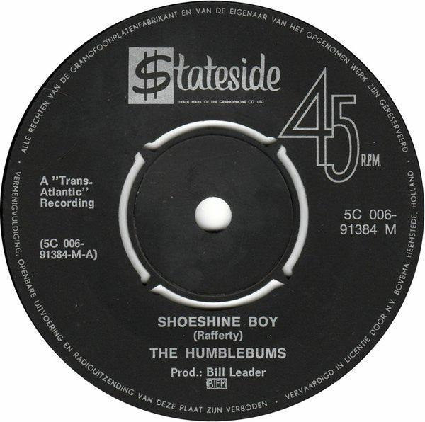The Humblebums : Shoeshine Boy / My Apartment (7", Single)