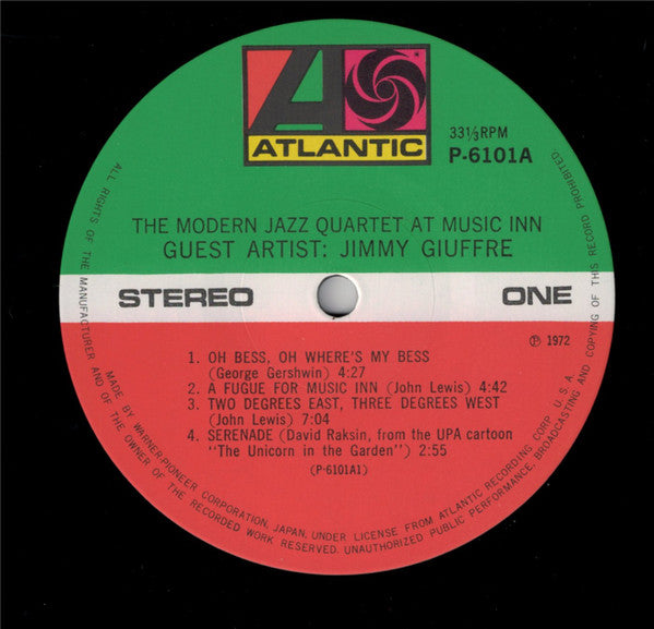 The Modern Jazz Quartet Guest Artist: Jimmy Giuffre : The Modern Jazz Quartet At Music Inn (LP, Album, RE)