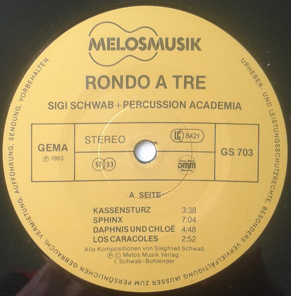 Sigi Schwab & Percussion Academia : Rondo A Tre (LP, Album)