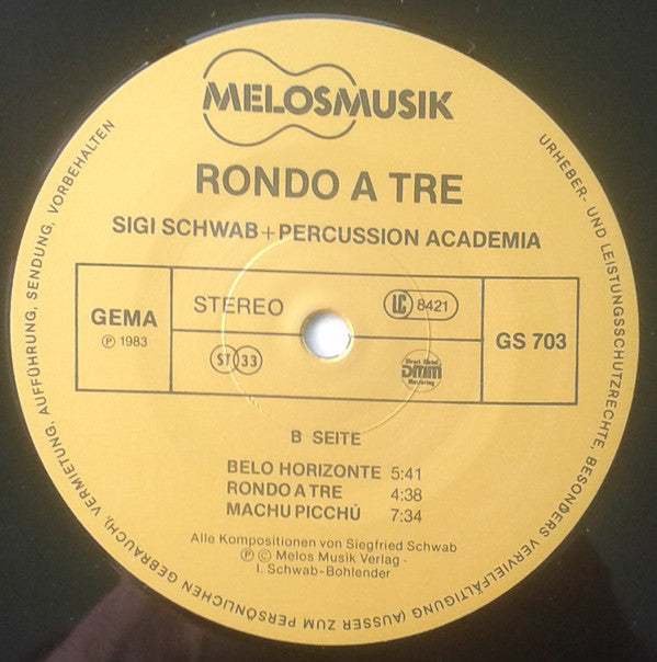 Sigi Schwab & Percussion Academia : Rondo A Tre (LP, Album)