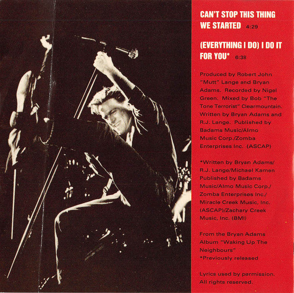 Bryan Adams : Can't Stop This Thing We Started (CD, Single)