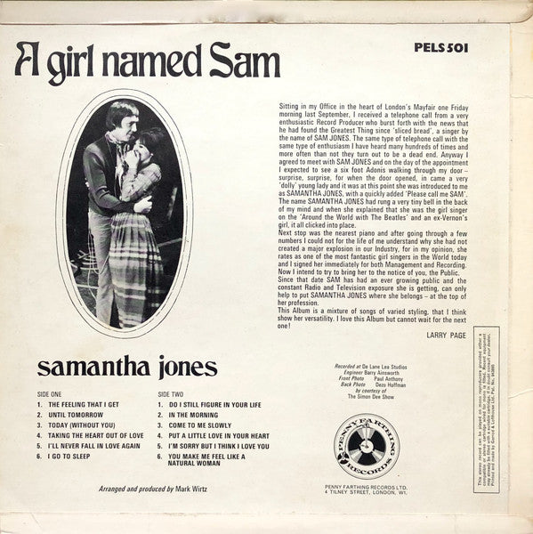 Samantha Jones : A Girl Named Sam (LP, Album)