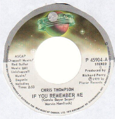 Chris Thompson / Dave Grusin : If You Remember Me / Theme From "The Champ" (7", Single)
