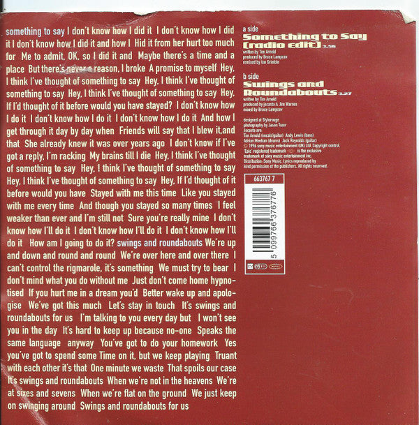 Jocasta : Something To Say (7", Ltd, Num, Red)