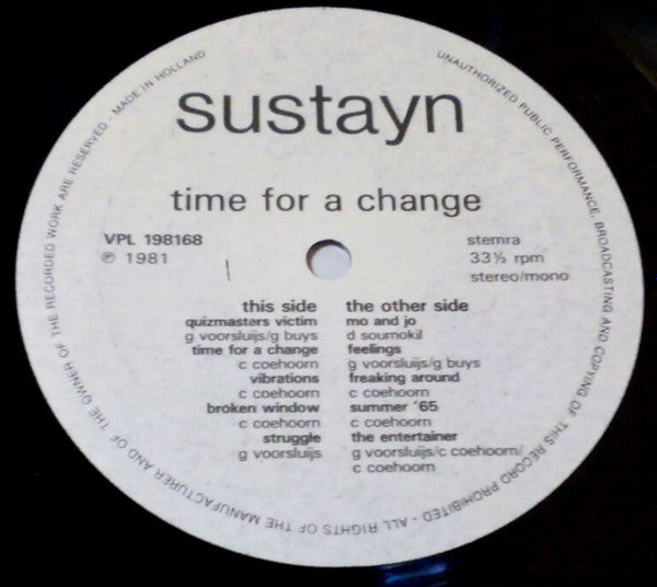 Sustain (4) : Time For A Change (LP, Album)