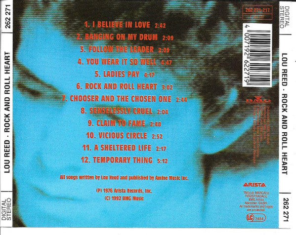 Lou Reed : Rock And Roll Heart (CD, Album, RE)