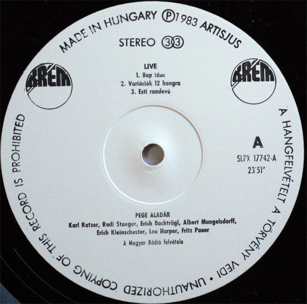 Aladár Pege : Live (LP, Album)