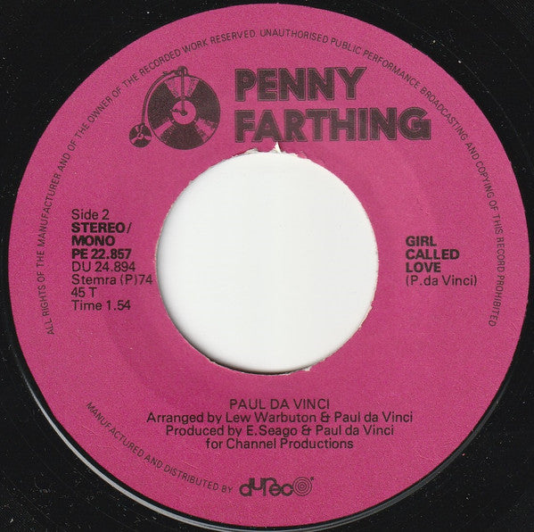 Paul Da Vinci : If You Get Hurt (7", Single)