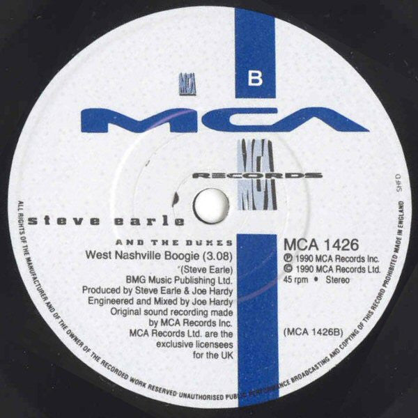 Steve Earle And The Dukes* : The Other Kind (Back Out On The Road Again) (7", Single)