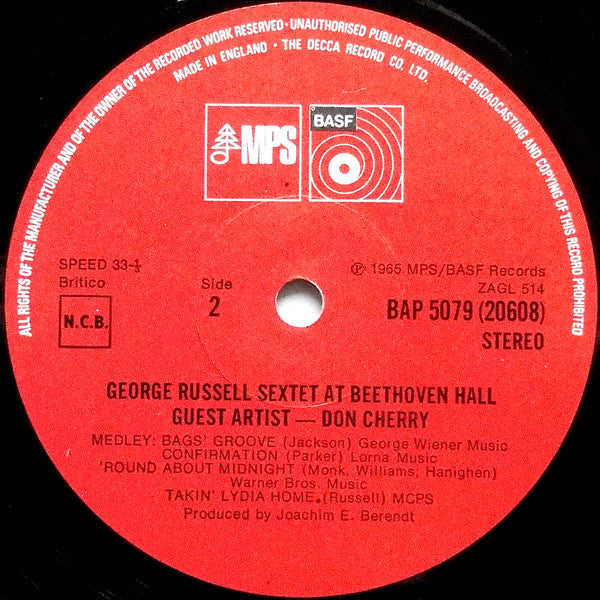 The George Russell Sextet Guest Artist - Don Cherry : At Beethoven Hall (LP, Album)