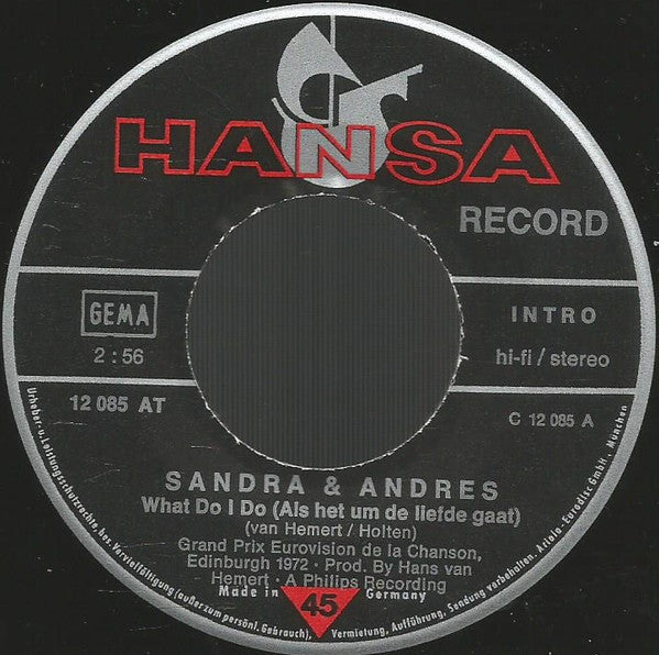 Sandra & Andres : What Do I Do (Als Het Um De Liefde Gaat) / Gipsy Man (7", Single)