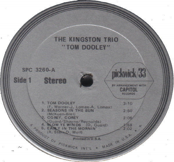 Kingston Trio : Tom Dooley (LP, Comp, RE)