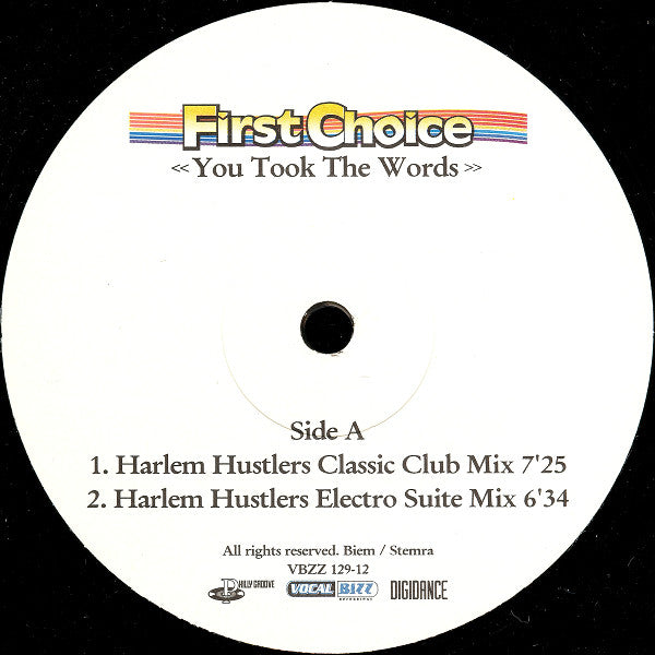 First Choice : You Took The Words (12")