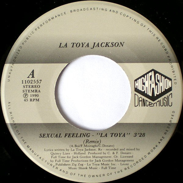 La Toya Jackson : Sexual Feeling (7")