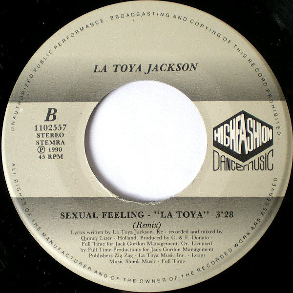 La Toya Jackson : Sexual Feeling (7")
