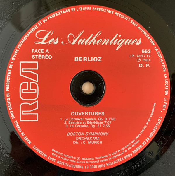 Hector Berlioz, Charles Munch, Boston Symphony Orchestra : Ouvertures (LP, Gat)