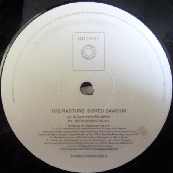 The Rapture : Sister Saviour (Remixes) (12", Single)