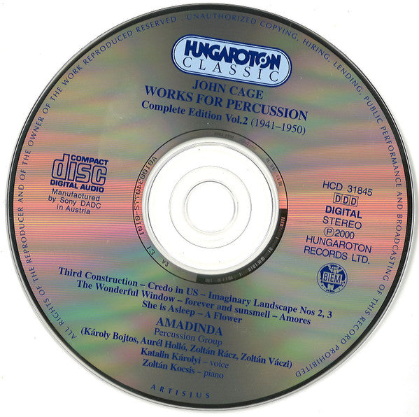 John Cage / Amadinda Percussion Group, Katalin Károlyi, Zoltán Kocsis : Works For Percussion Vol.2 (1941 - 1950) (CD, Album)