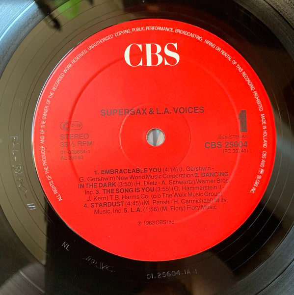 Supersax & L. A. Voices : Supersax & L.A. Voices (LP, Album, RE, Red)