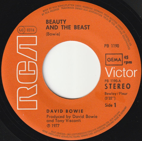 David Bowie : Beauty And The Beast (7", Single)