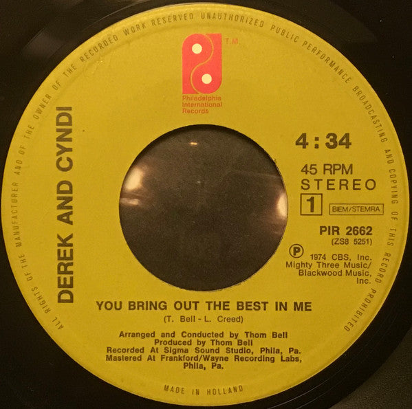 Derek & Cyndi : You Bring Out The Best In Me / I'll Do The Impossible For You (7", Single)