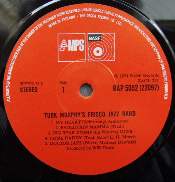 Turk Murphy's Jazz Band : Turk Murphy's Frisco Jazz Band Live! (LP, Album)