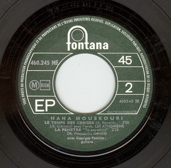 Nana Mouskouri : Le Temps Des Cerises (7", EP, RE)