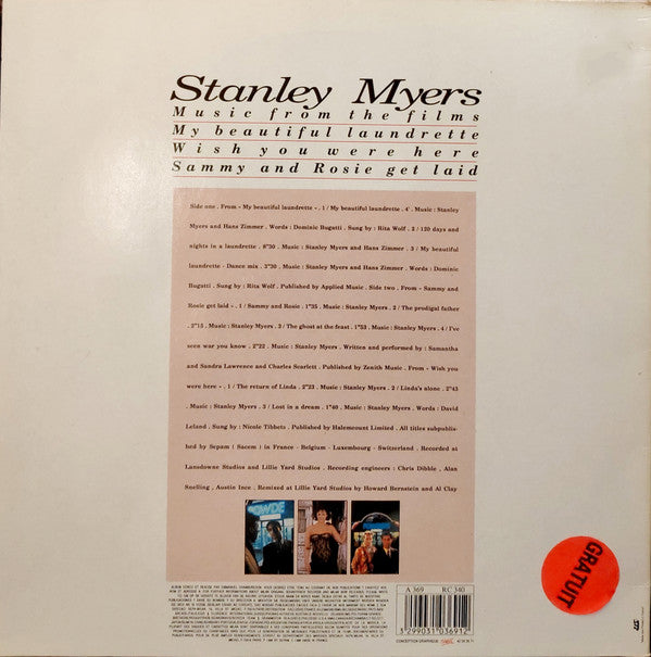 Stanley Myers : Music From The Films My Beautiful Laundrette/Wish You Were Here/Sammy And Rosie Get Laid (LP, Album)